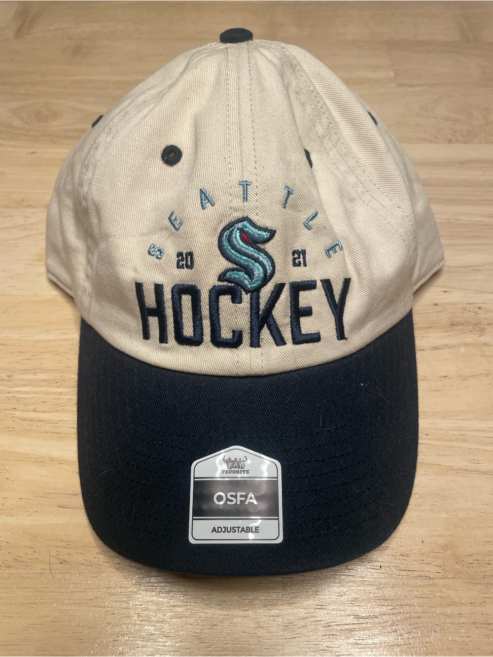 NHL Seattle Kraken Hockey Adjustable Baseball Cap - Cream and Black